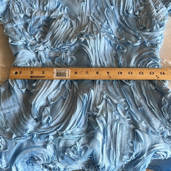 Vestique puff sleeve Mini Dress Layered Appliqué Organza In Baby Blue medium - Picture 7 of 7